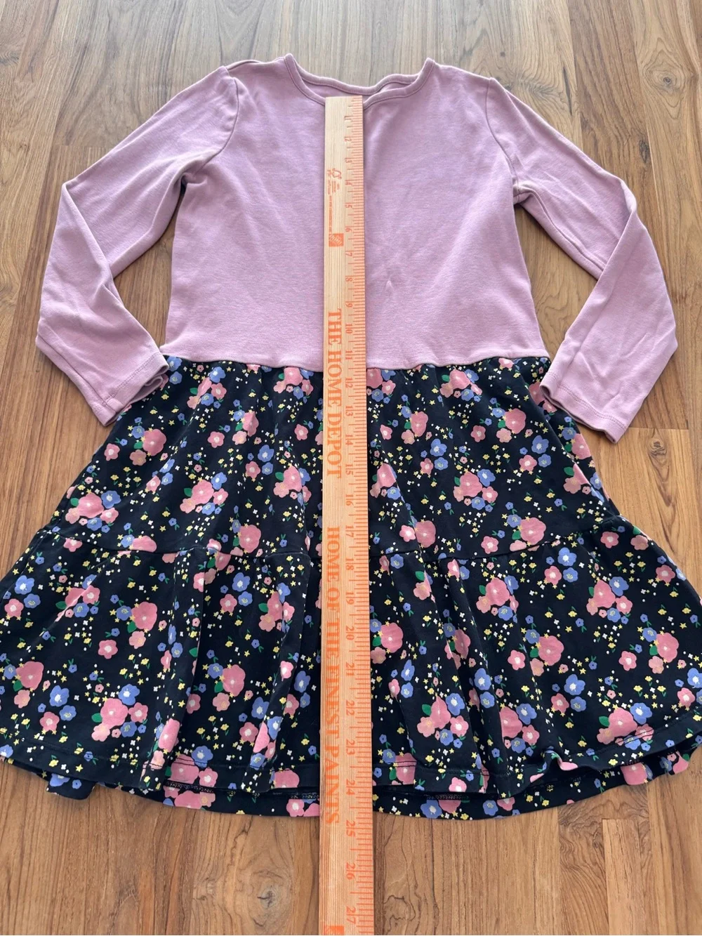 Tea Collection Dress Girls Size 10 Long Sleeve Pink Top Floral Skirt